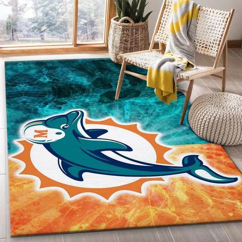 Miami dolphins nfl 3 area rug living room and bed room rug regtangle carpet Rectangle Rug