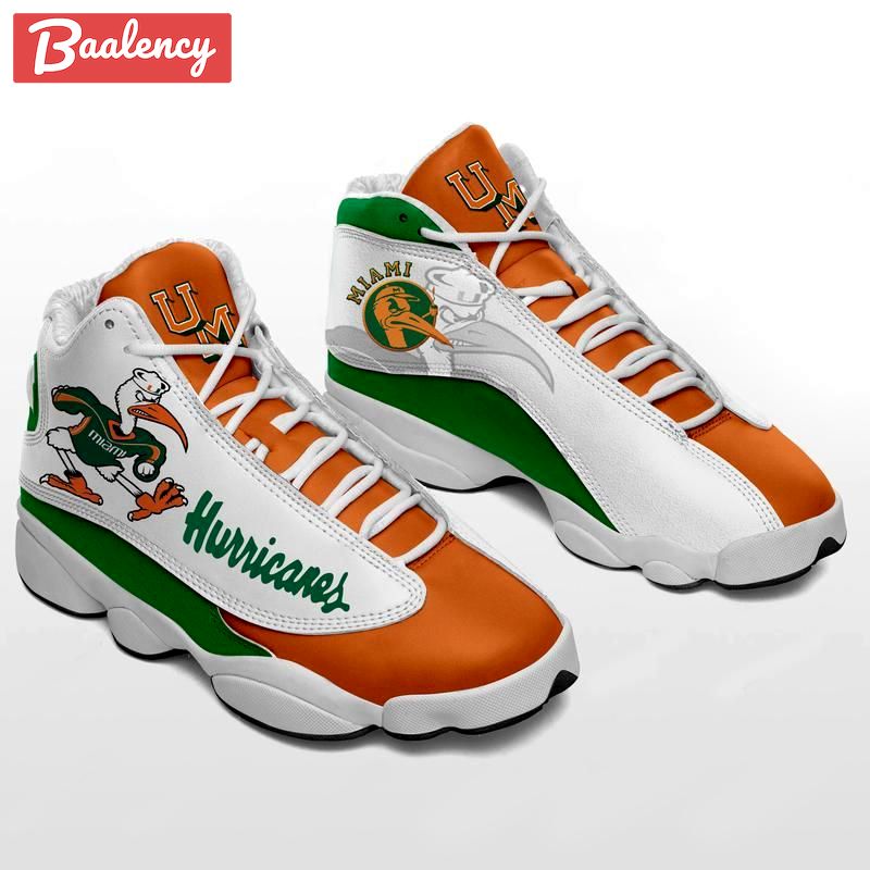 Miami hurricanes forms footballs jd13s Air Jordan 13 Full Size Gifts For Men Women Shoes For Fans Sneakers