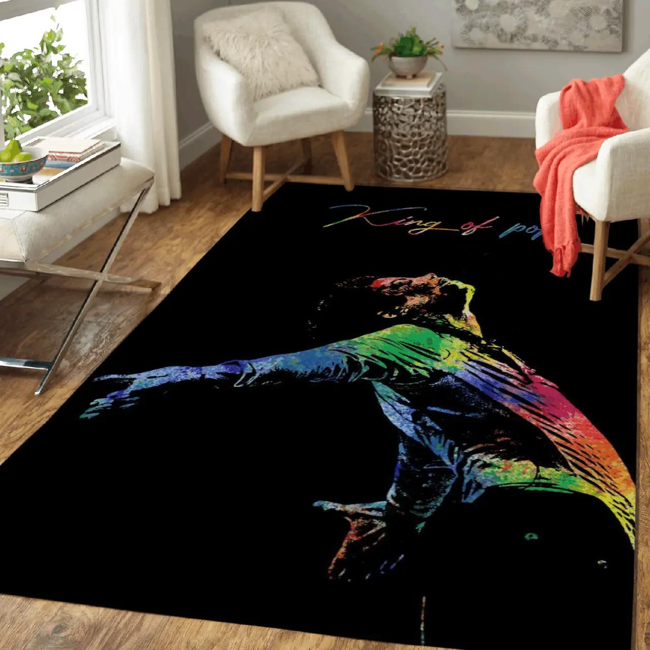 Michael jackson king of pop music art for fans area rug area rug living room carpet rug regtangle carpet floor decor home decor Rectangle Rug