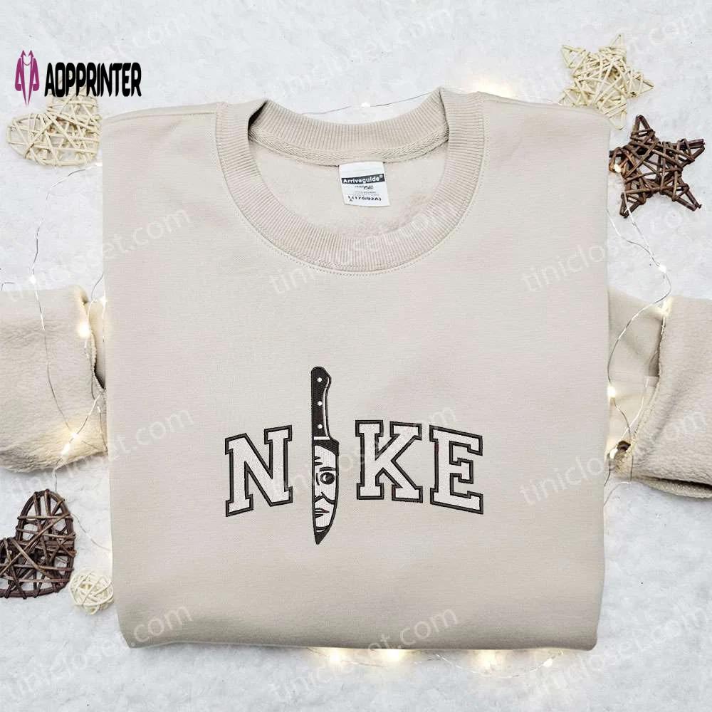 Michael mayer knife x nike embroidered tshirt: best halloween gift idea with nike inspired shirt Embroidered Shirt
