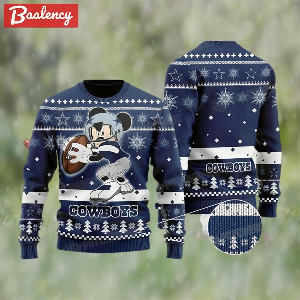 Mickey mouse nfl dallas cowboys ugly christmas sweater gift for disney fan Christmas Ugly Sweater