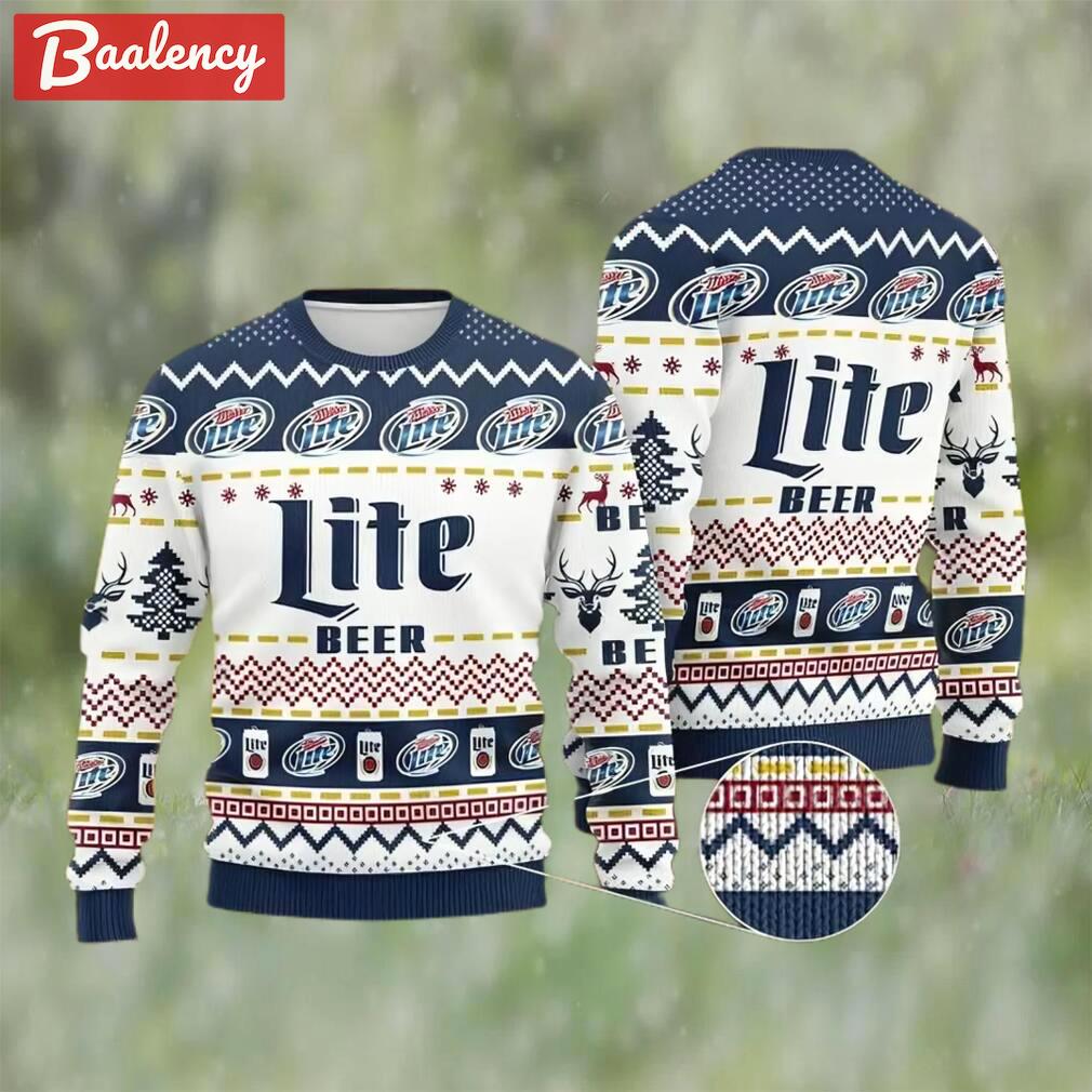 Miller lite beer ugly christmas sweater, faux wool sweater, gifts for beer lovers, international beer day, best christmas gifts for 2022 ? prinvity Christmas Ugly Sweater