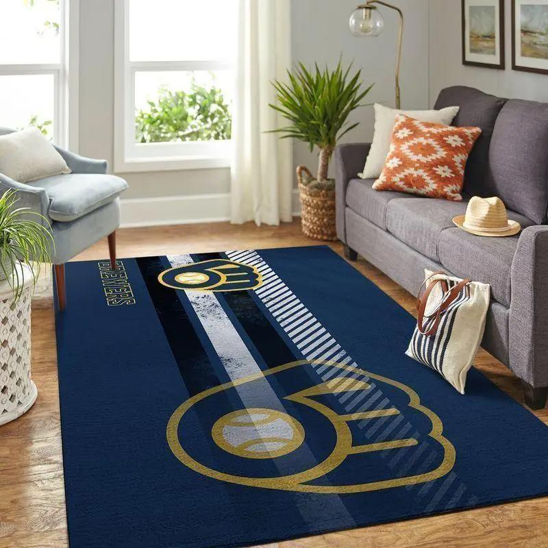 Milwaukee brewers area rug mlb team logo carpet living room rugs decor v1749 Rectangle Rug