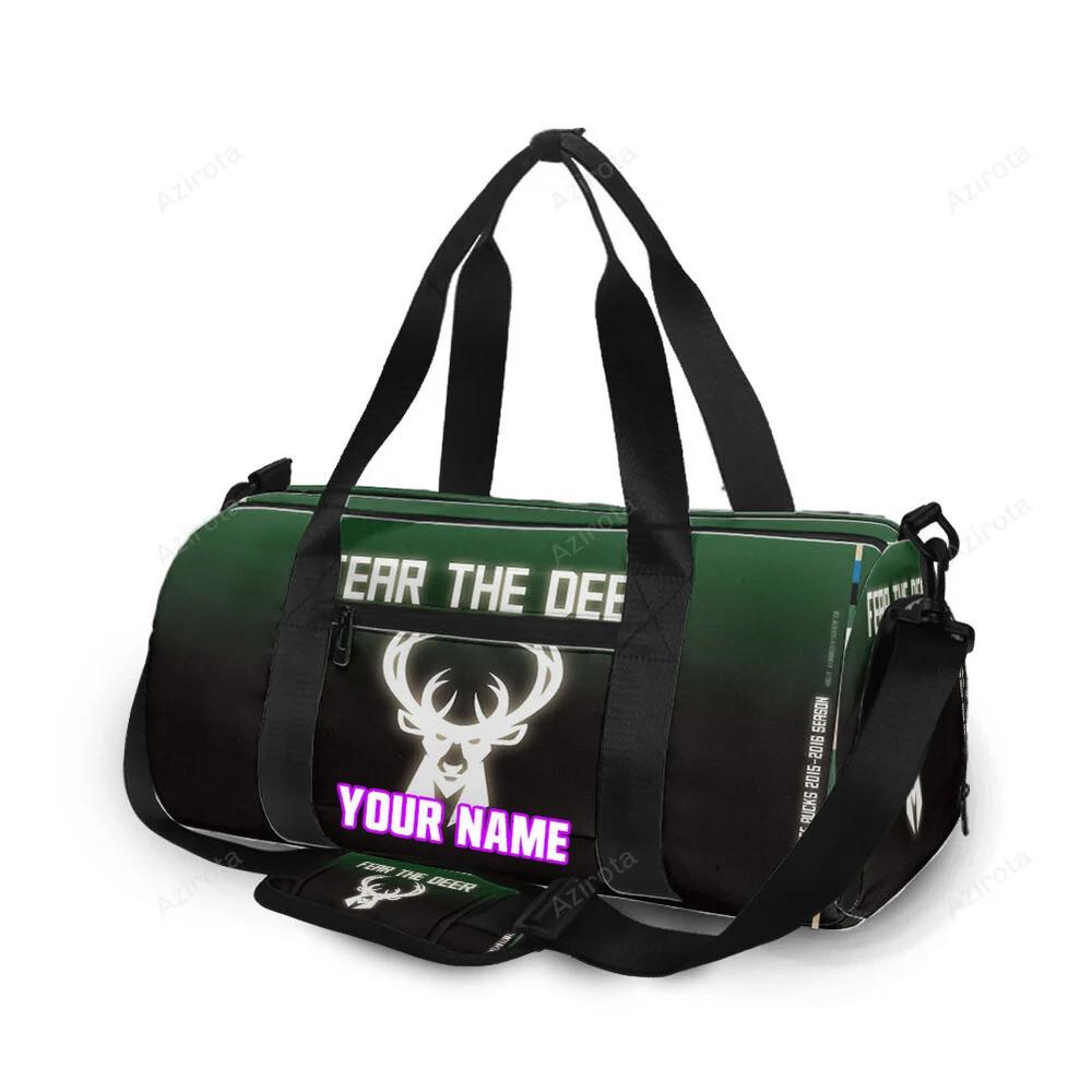 Milwaukee bucks emblem v19 personalized name travel bag gym bag 1409 Travel Bag