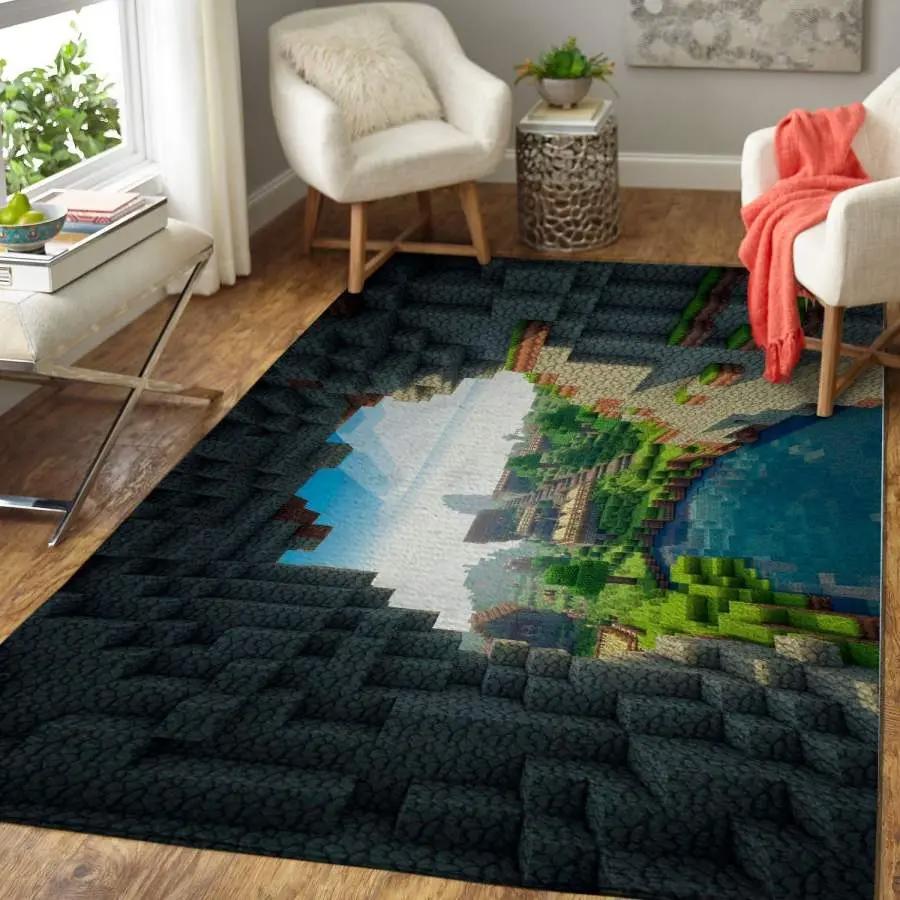 Minecraft area rug living room rug home decor video game gfd m30102 Rectangle Rug