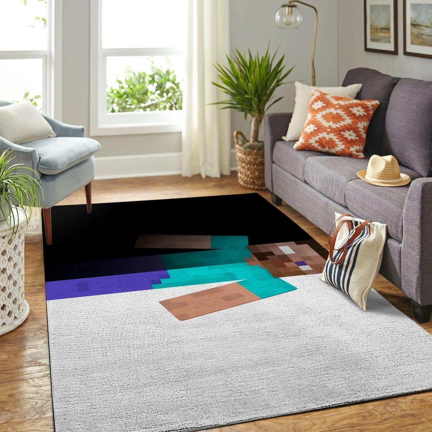 Minecraft area rug video game carpet gamer living room rugs rug regtangle carpet floor decor home decor v230 Rectangle Rug