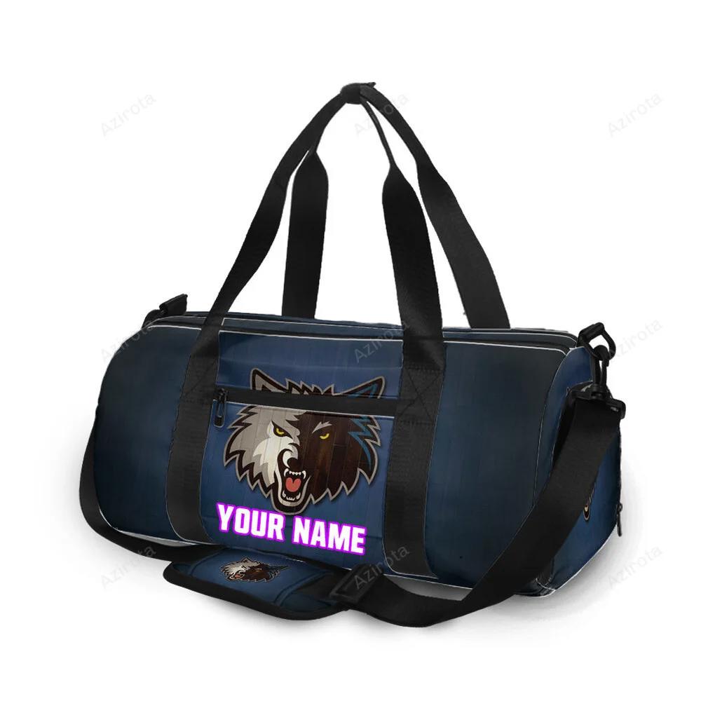 Minnesota timberwolves emblem v5 personalized name travel bag gym bag 28 Travel Bag