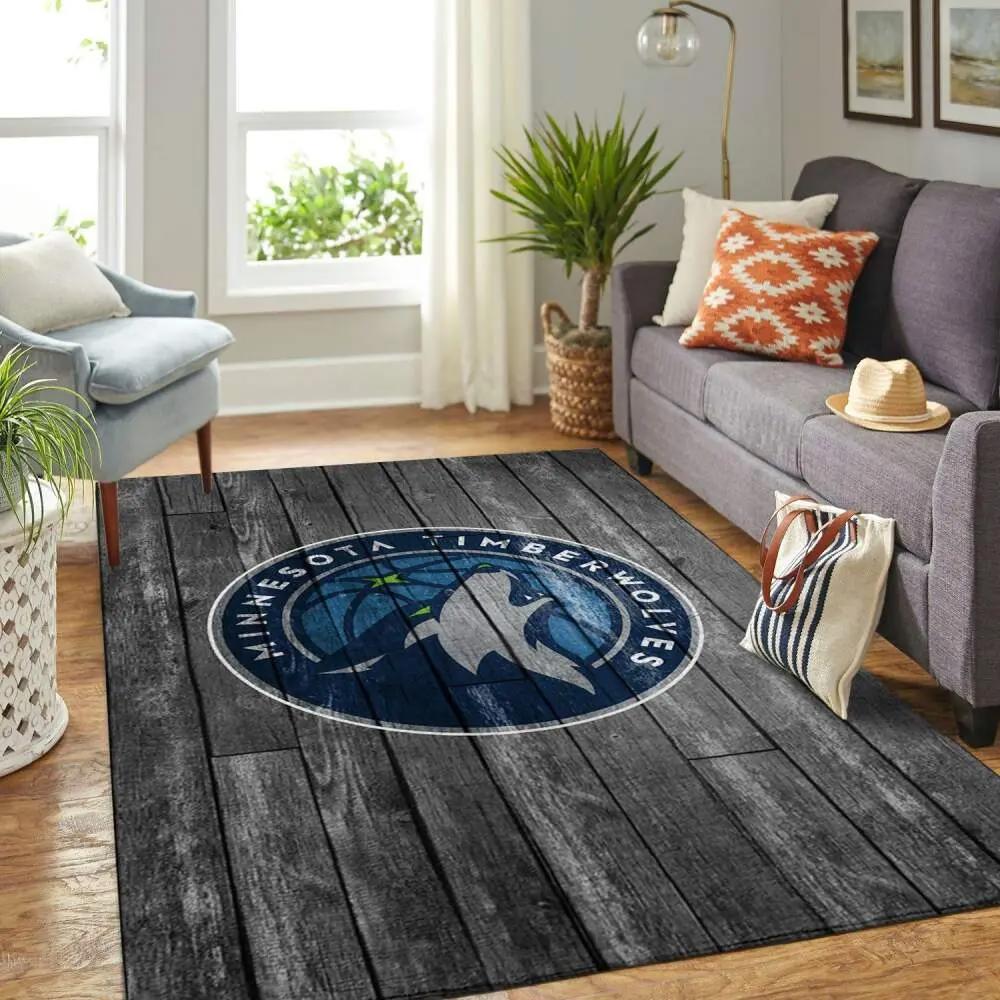 Minnesota timberwolves nba wooden style living room rug regtangle carpet 2 Rectangle Rug