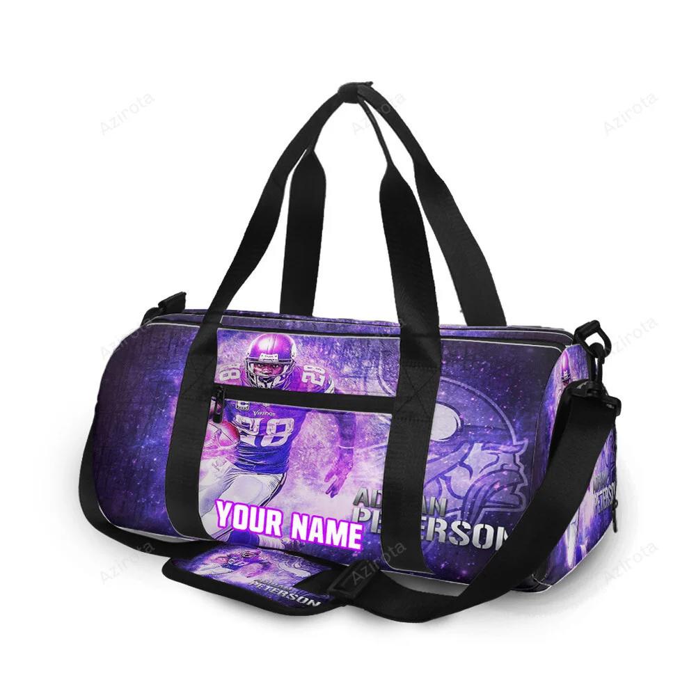 Minnesota vikings adrian peterson 28 v4 personalized name travel bag gym bag 710 Travel Bag