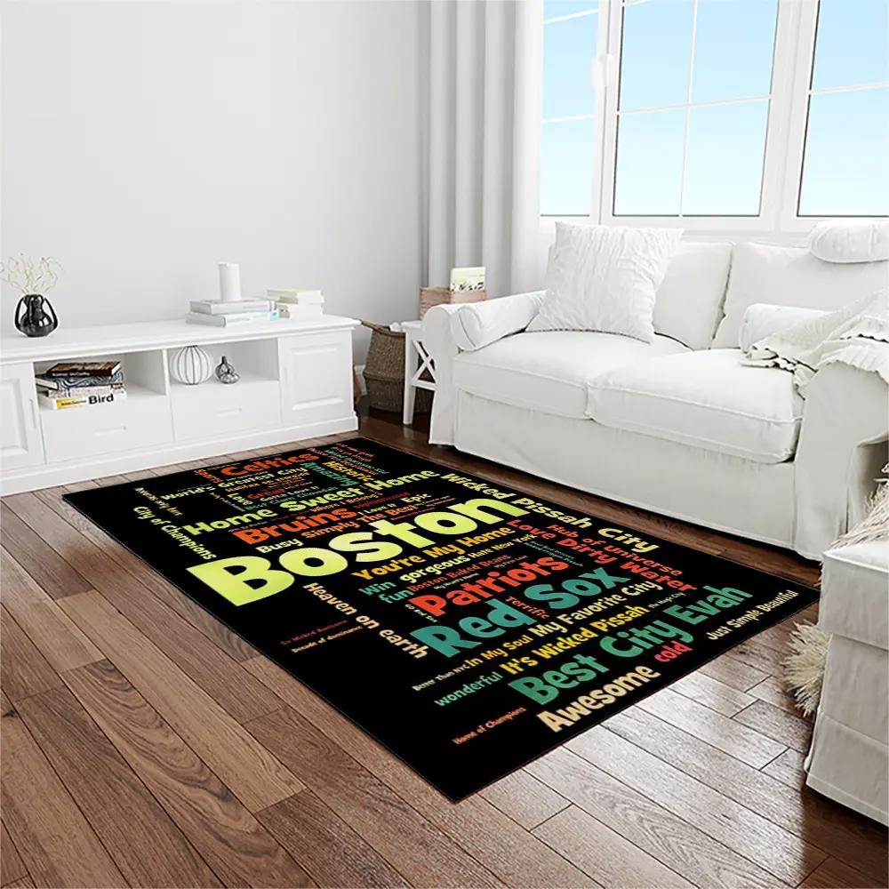 Mlb boston red sox baseball team logo rectangle area rug brs51 Rectangle Rug