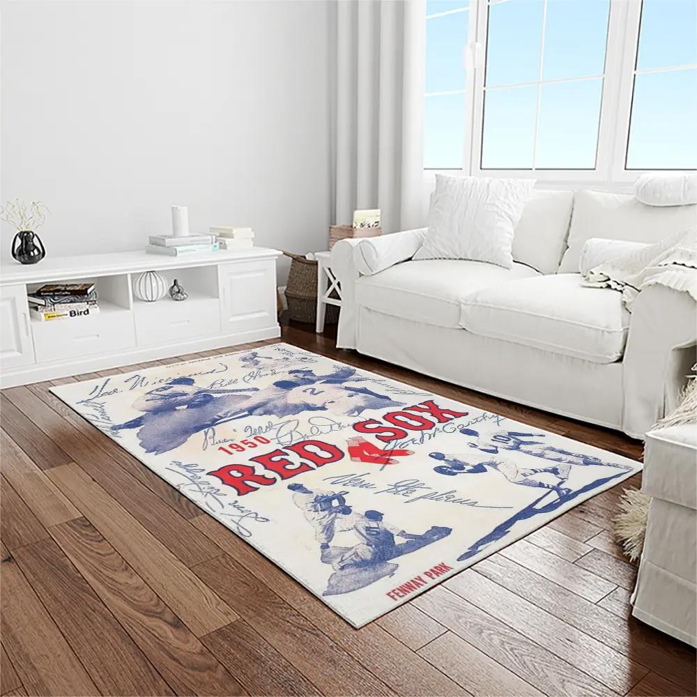 Mlb boston red sox baseball team logo rectangle area rug brs62 Rectangle Rug