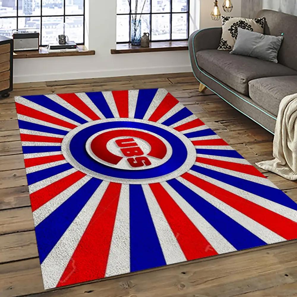 Mlb chicago cubs baseball team logo sport carpet rectangle area rug for living room cac16 Rectangle Rug