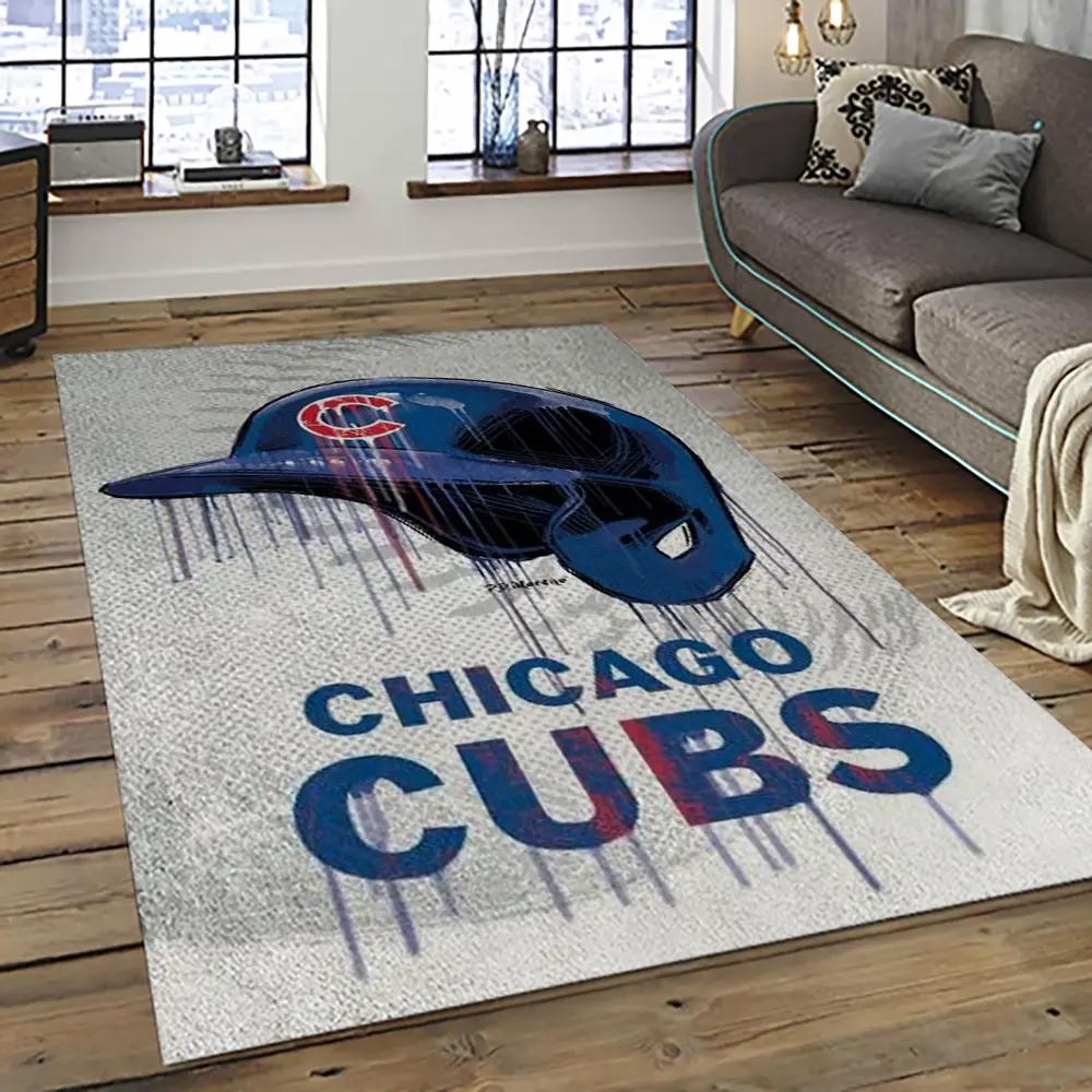 Mlb chicago cubs baseball team logo sport carpet rectangle area rug for living room cac32 Rectangle Rug
