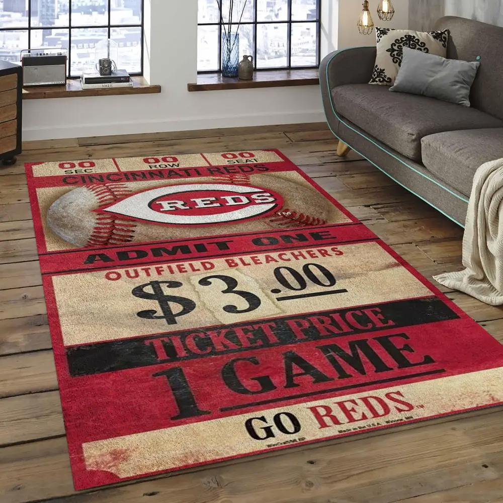 Mlb cincinnati reds baseball team logo rectangle area cr17 Rectangle Rug