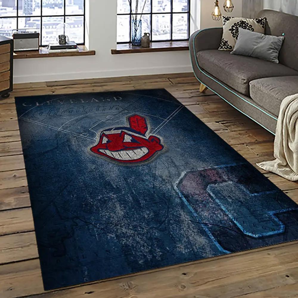 Mlb cleveland indians baseball team logo sport carpet rectangle area rug for living room ci44 Rectangle Rug