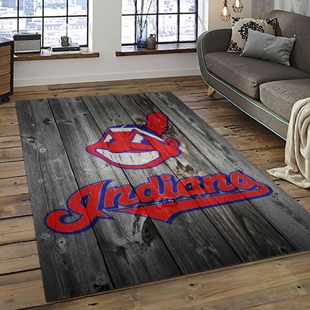 Mlb cleveland indians baseball team logo sport carpet rectangle area rug for living room ci45 Rectangle Rug