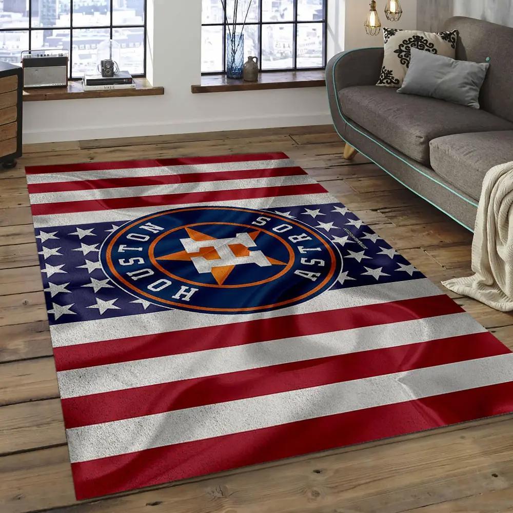 Mlb houston astros baseball team logo rectangle area ha18 Rectangle Rug