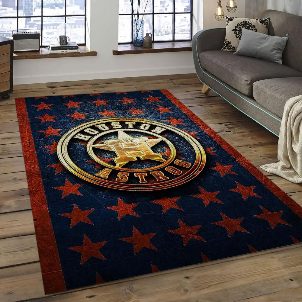 Mlb houston astros baseball team logo rectangle area ha47 Rectangle Rug
