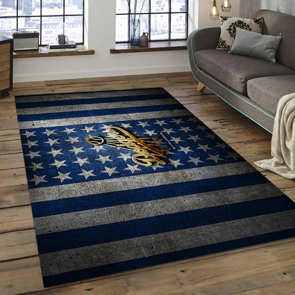 Mlb los angeles dodgers baseball team logo rectangle area lad01 Rectangle Rug
