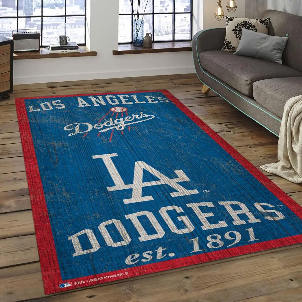 Mlb los angeles dodgers baseball team logo rectangle area lad68 Rectangle Rug