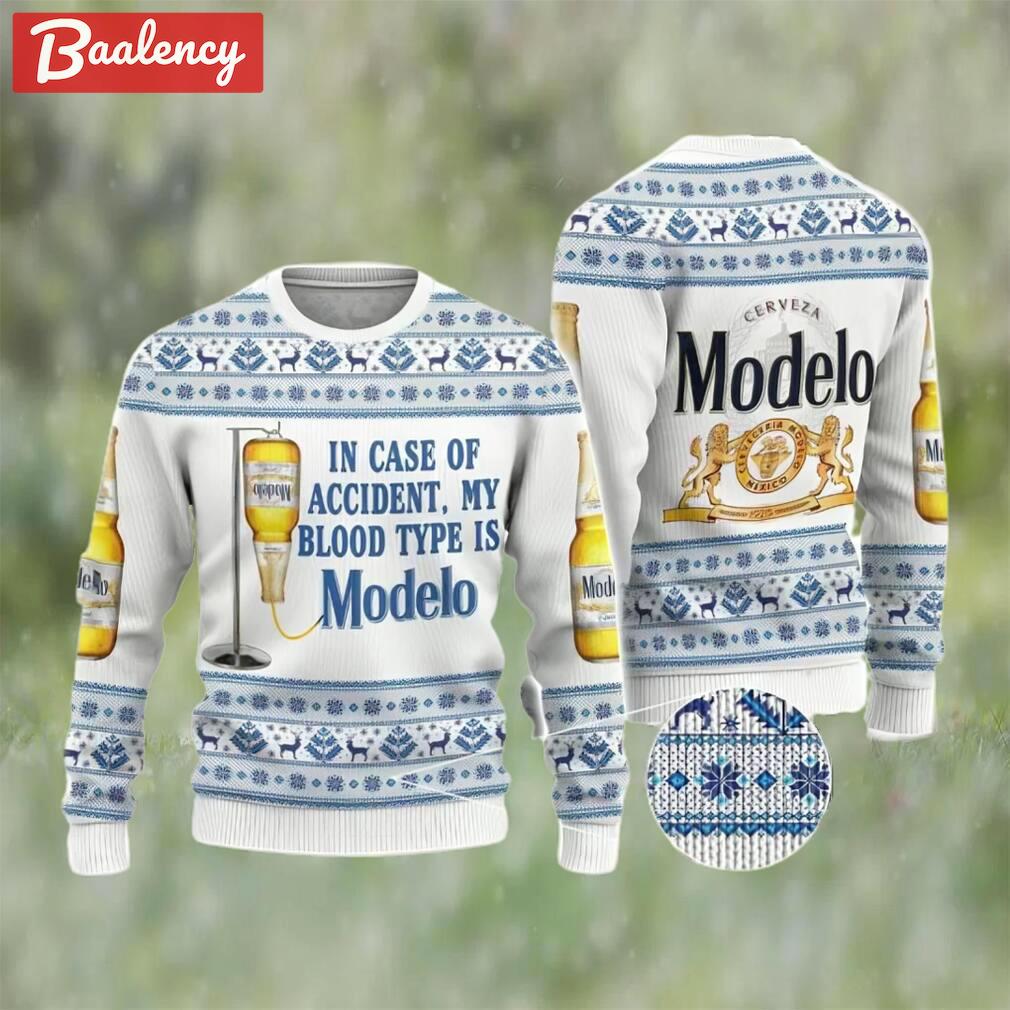 Modelo beer ugly christmas sweater, faux wool sweater, gifts for beer lovers, international beer day, best christmas gifts for 2022 ? prinvity Christmas Ugly Sweater
