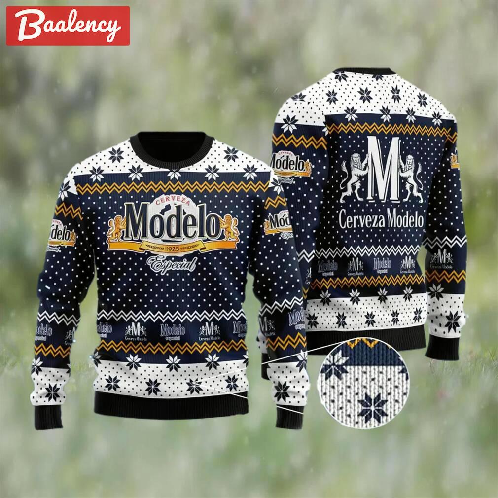 Modelo especial beer ugly christmas sweater, faux wool sweater, gifts for beer lovers, international beer day, best christmas gifts for 2022 ? prinvity Christmas Ugly Sweater