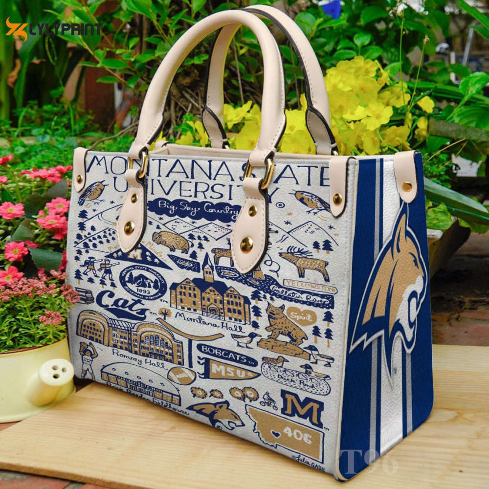Montana state bobcats leather handbag gift for women 4201 Women Leather Hand Bag