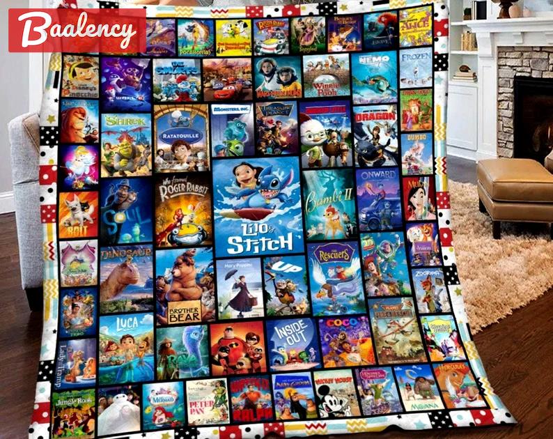 Movies characters blanket, walt world fleece blanket, couch sofa blanket, birthday gifts, christmas xmas gifts Quilt Blanket