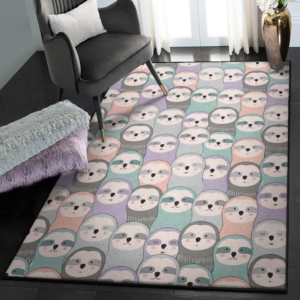 Multicolor modern rugs, colorful sloth rug Rectangle Rug