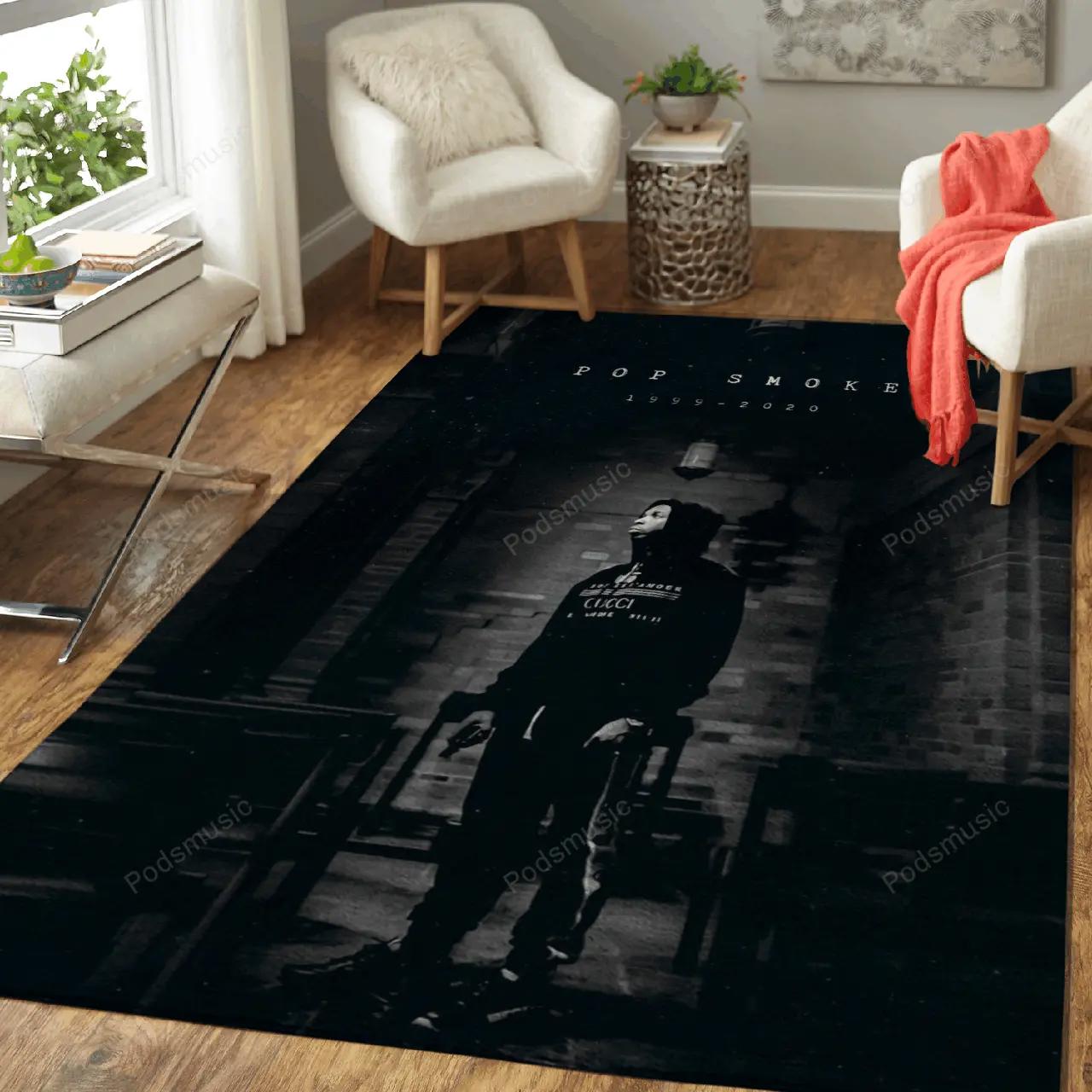 Music rapper pop smoke music legends art for fans area rug living room carpet rug regtangle carpet floor decor home decor Rectangle Rug