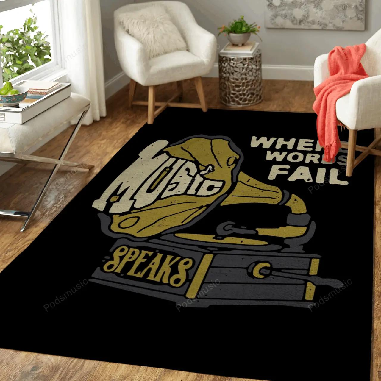 Music typography typography art for fans area rug living room carpet rug regtangle carpet floor decor home decor Rectangle Rug