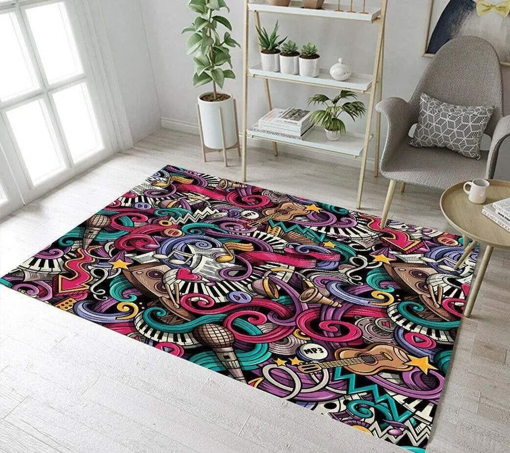 Musical graffiti rug rcdd81f25047 area rug living room carpet rug regtangle carpet floor decor home decor Rectangle Rug