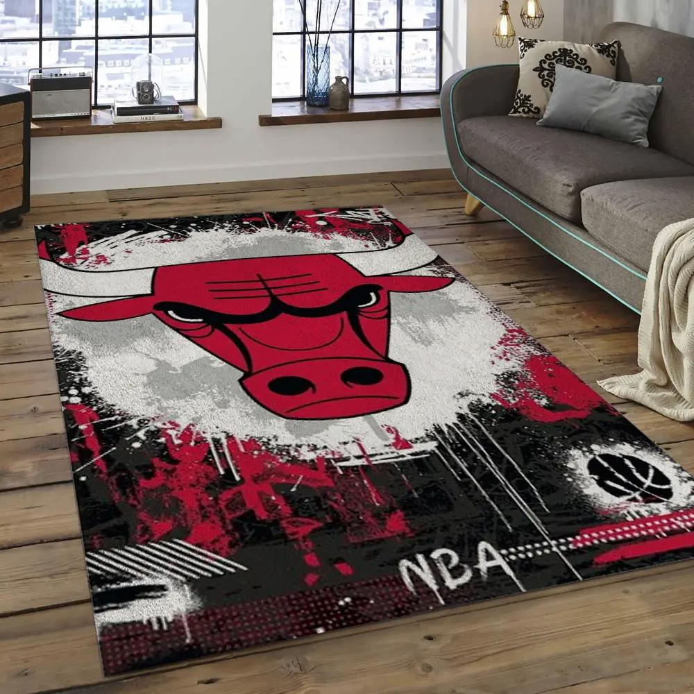 Nba chicago bulls basketball legend team logo rectangle area cb43 Rectangle Rug