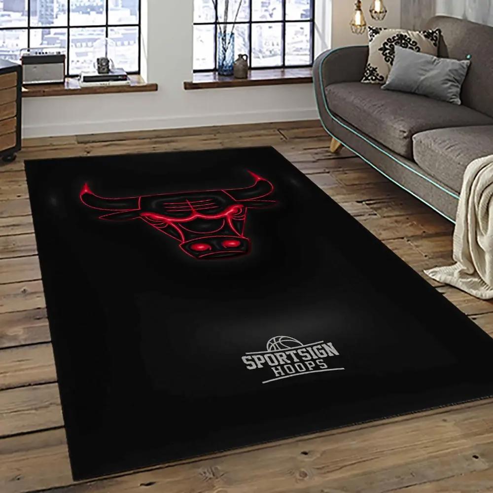 Nba chicago bulls basketball team logo sport carpet area rug home decor best gift for friends cb64 Rectangle Rug