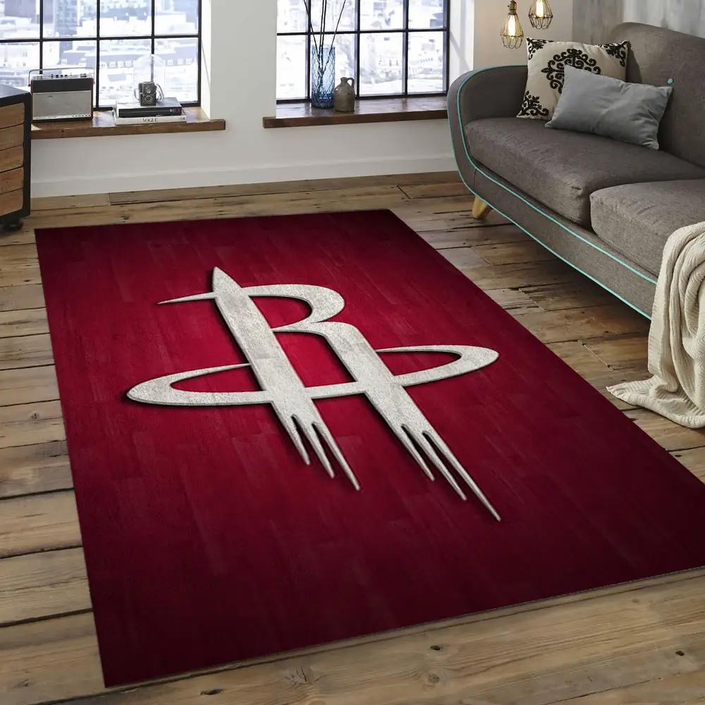 Nba houston rockets basketball legend team logo rectangle area hr11 Rectangle Rug