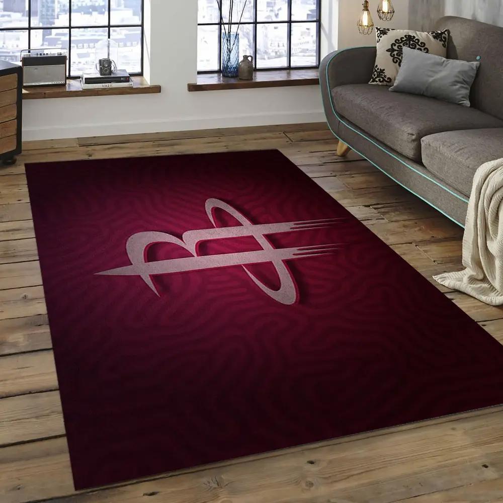 Nba houston rockets basketball legend team logo rectangle area hr15 Rectangle Rug