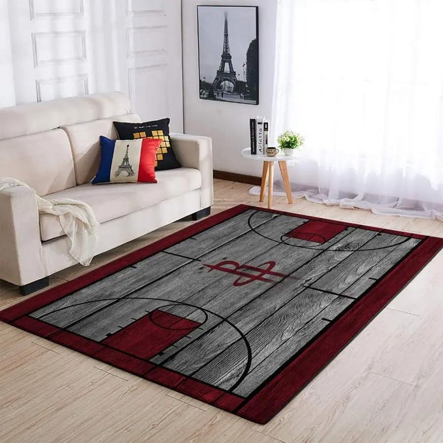Nba houston rockets basketball wooden style area rug living room rug home decor Rectangle Rug