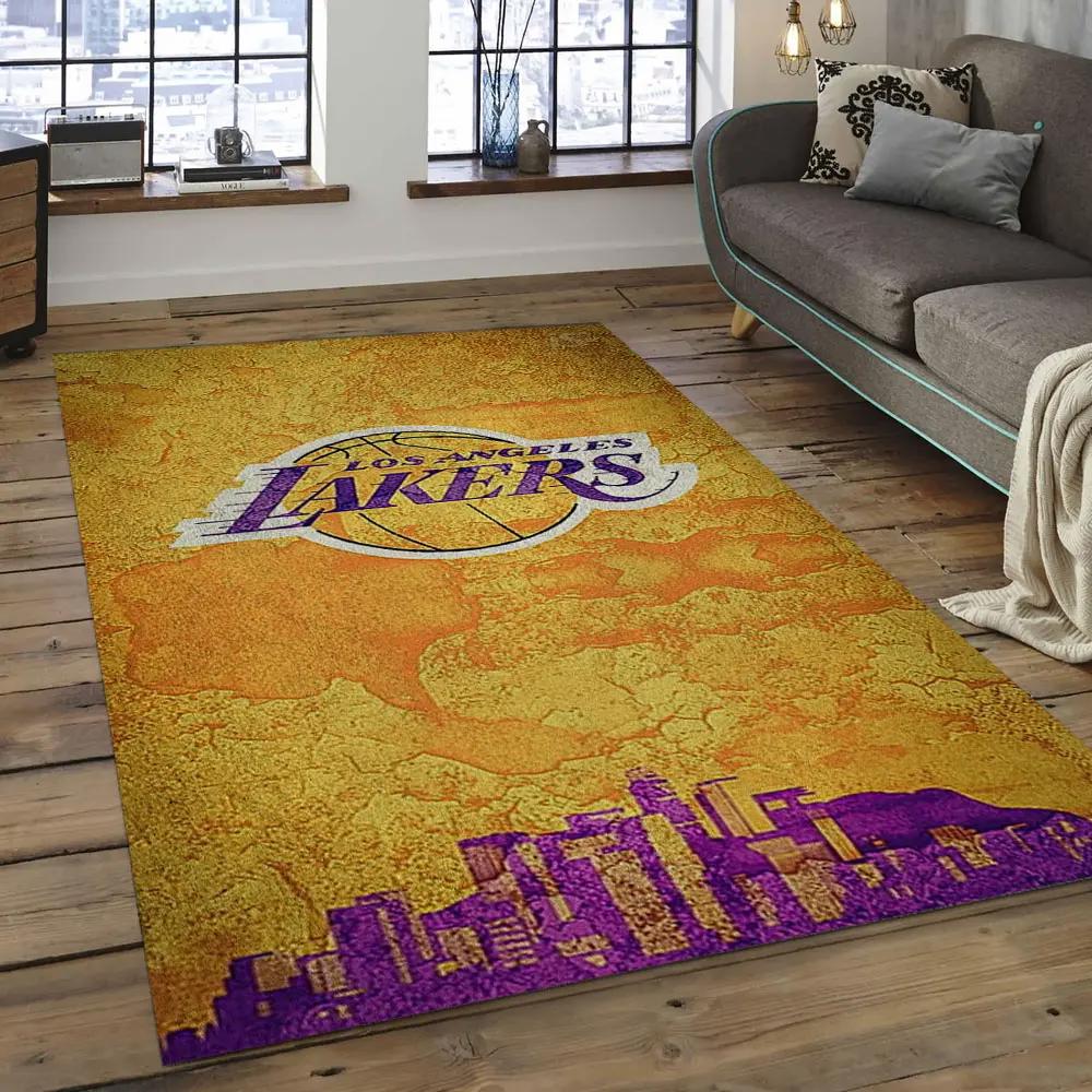Nba los angeles lakers basketball legend team logo rectangle area lal04 Rectangle Rug