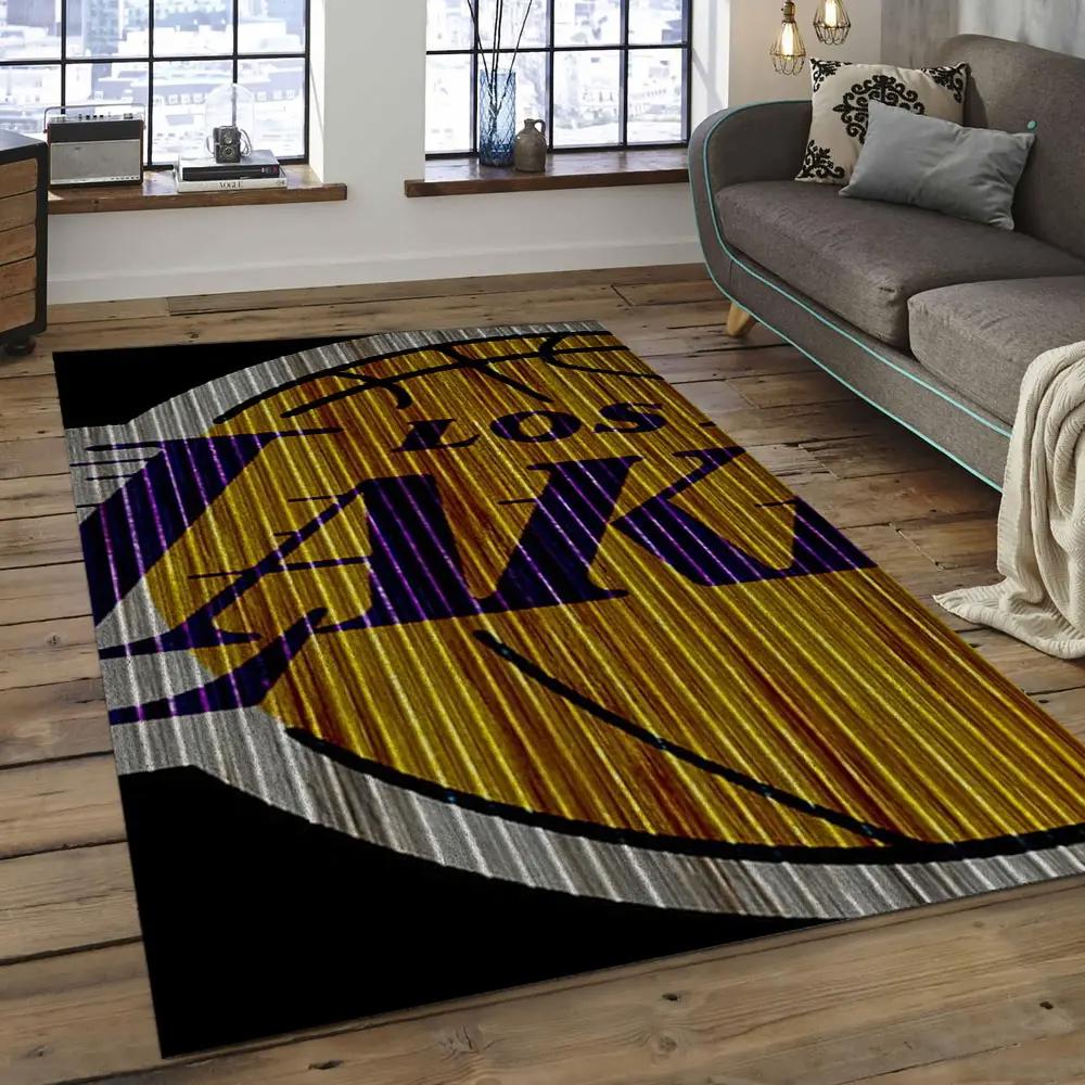 Nba los angeles lakers basketball legend team logo rectangle area lal47 Rectangle Rug