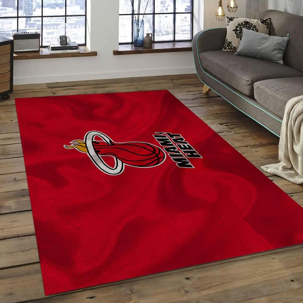 Nba miami heat basketball legend team logo rectangle area mh04 Rectangle Rug