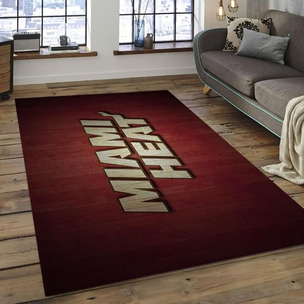 Nba miami heat basketball legend team logo rectangle area mh47 Rectangle Rug