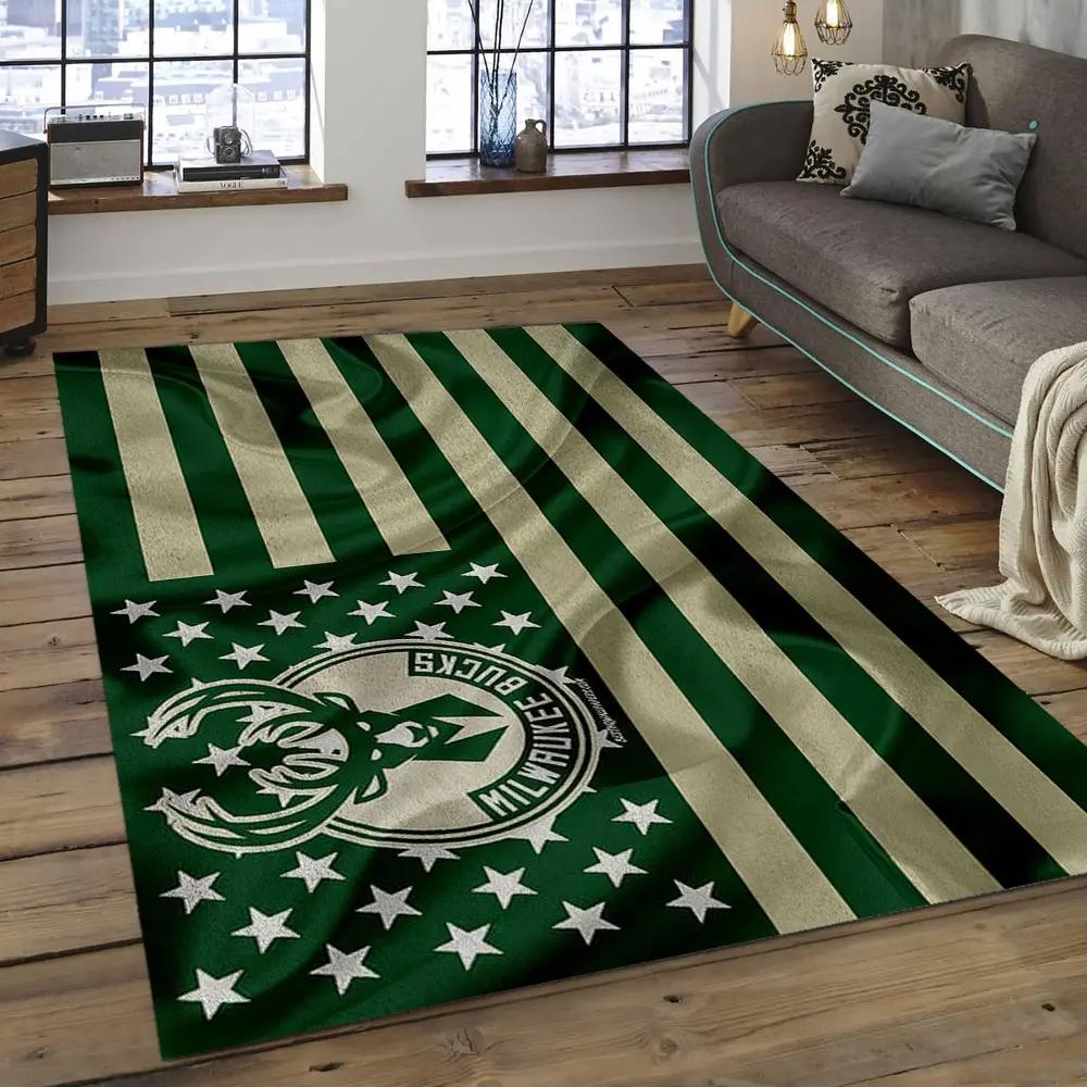 Nba milwaukee bucks basketball legend team logo rectangle area mbs05 Rectangle Rug