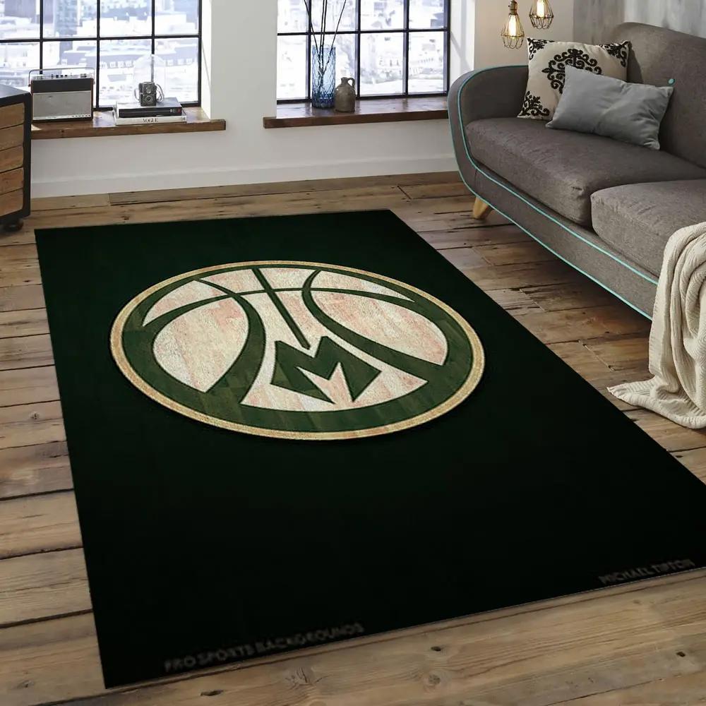 Nba milwaukee bucks basketball legend team logo rectangle area mbs07 Rectangle Rug