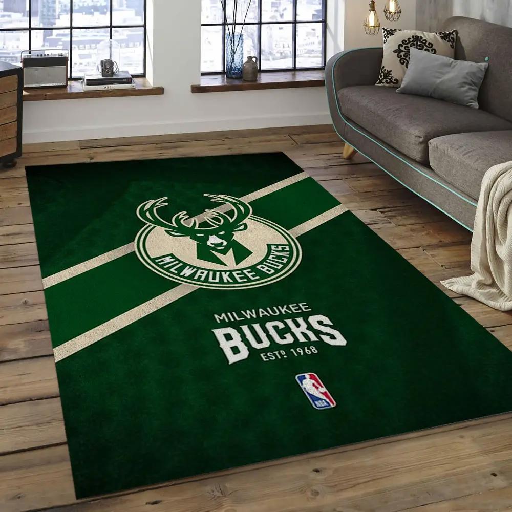 Nba milwaukee bucks basketball legend team logo rectangle area mbs14 Rectangle Rug