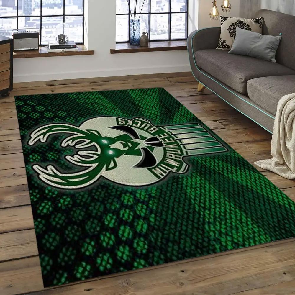 Nba milwaukee bucks basketball legend team logo rectangle area mbs19 Rectangle Rug