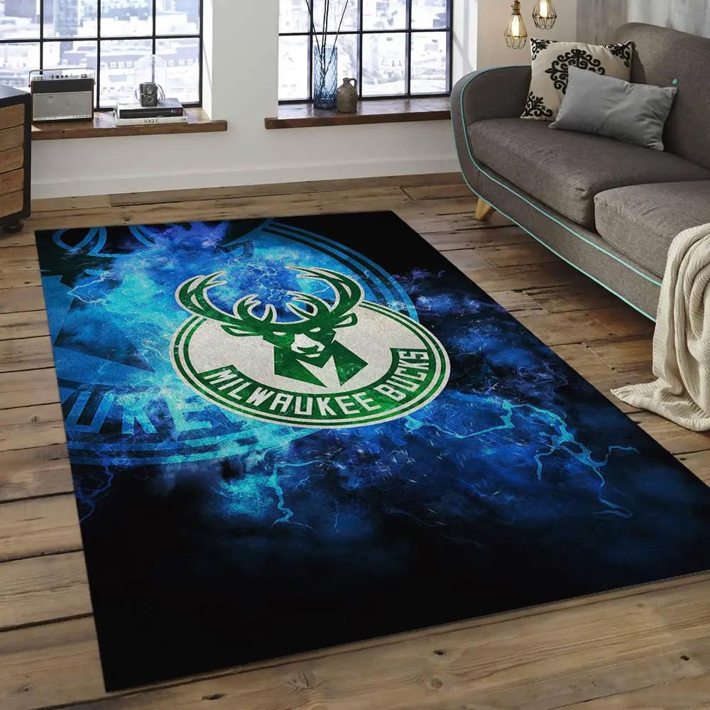 Nba milwaukee bucks basketball legend team logo rectangle area mbs22 Rectangle Rug