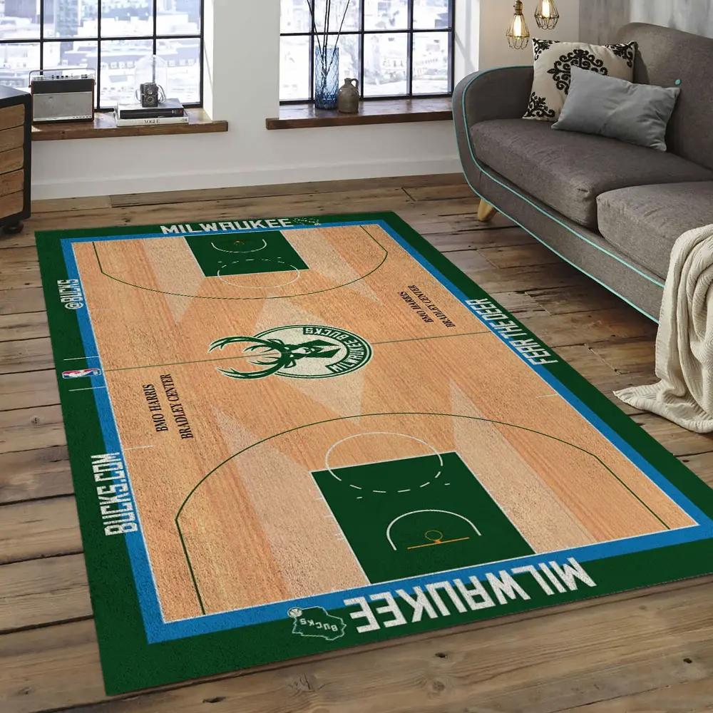 Nba milwaukee bucks basketball legend team logo rectangle area mbs24 Rectangle Rug