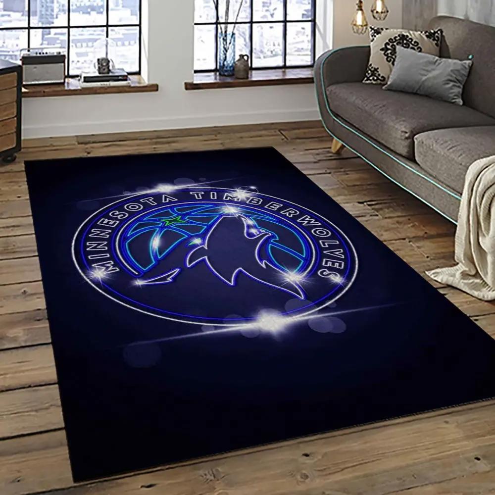 Nba minnesota timberwolves basketball team logo sport carpet area rug home decor best gift for friends mt55 Rectangle Rug