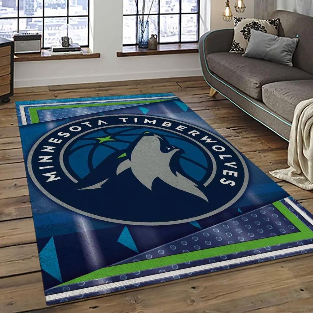 Nba minnesota timberwolves basketball team logo sport carpet area rug home decor best gift for friends mt57 Rectangle Rug