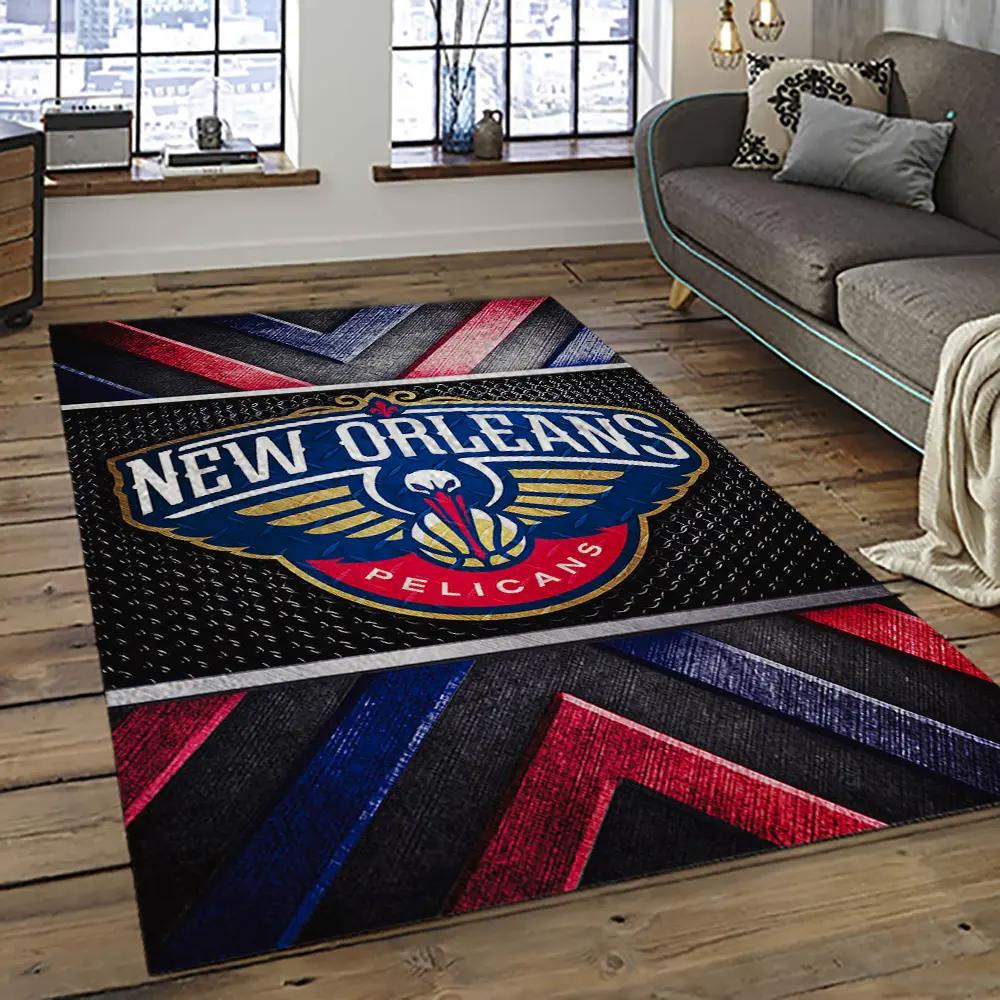 Nba new orleans pelicans basketball team logo sport carpet rectangle area rug for living room nop6 Rectangle Rug